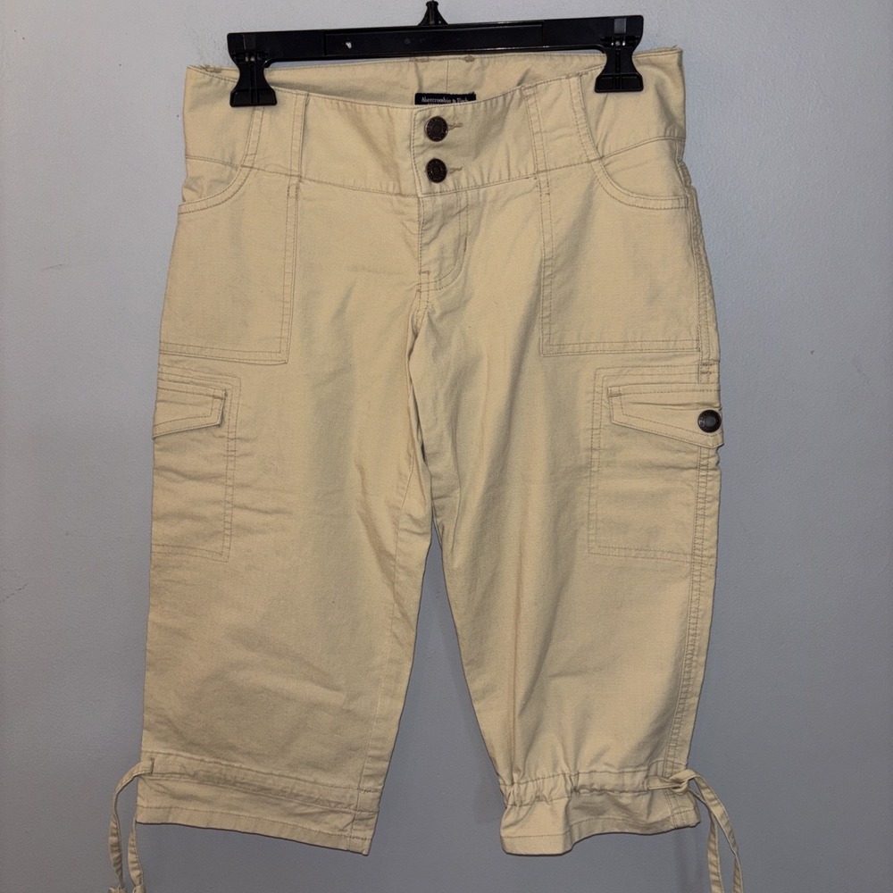 Abercrombie & Fitch Cargo Utility Capris Bloomers Women's SZ 0 Low Rise Y2K
